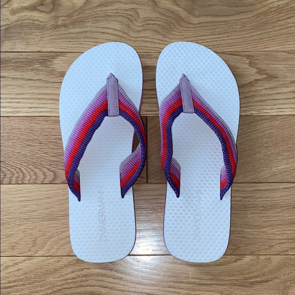 Zimmermann Pink Rainbow Platform Thong Sandals